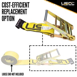 US Cargo Control 4 Inch x 11 Inch Fixed End (2-Pack), Zinc-Coated Ratchet and Black Flat Hook, 5,400 lbs Working Load Limit, 4 Inch Ratchet Strap Fixed Ends for Flatbed Trailers and Trucks