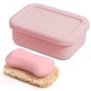 Leak Proof Silicone Traveling Soap Case with Draining Layer, Travel