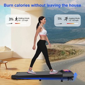 Under Desk Treadmill,Walking Pad with 5% Incline，Treadmills for Home & Office, 2.5HP Portable Treadmill with Remote Control and LED Display