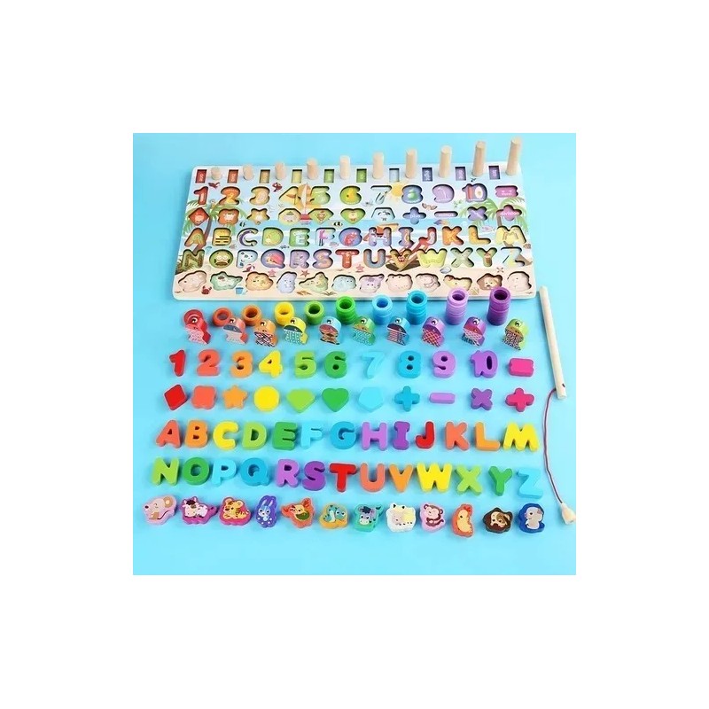 Nayumi Tablero Juego Educativo Montessori Pesca Letra Número Animal