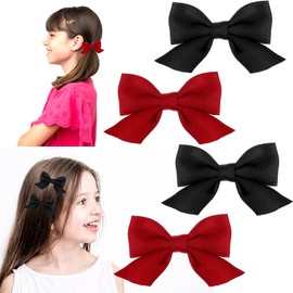 Tyqour 2 Paar Schleifen-Haarspangen Schwarz Rot Haarspange Haarschleifen Mädchen, Rutschfeste Krokodil-Haarspangen Haarschmuck Mode Schleifen Haarklammern für Damen Mädchen, Kleinkinder, Kinder