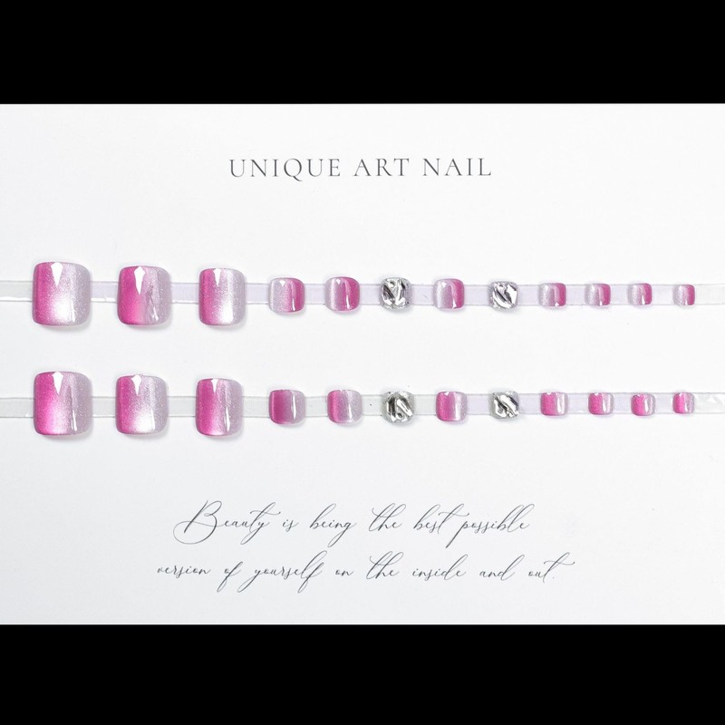 ネイルチップ 足 ネイルシール つけ爪 24枚入 可愛いチップ 手作りキャッツアイ デザイン ネイルチップ フット