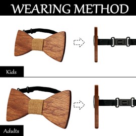 HZQIFEI Pack of 2 Wooden Bow Ties, Wooden Bow Ties for Kids Party Wedding Ceremony Style #62 One Size, Style: #62