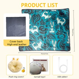 ZVGV 2 in 1 Interactive Cat Toys for Indoor, Toy Fast Rolling Ball in Play Mat,Kitten Automatic Toy Motion Activate,Rechargeable Kitten Toys Ball(Blue)