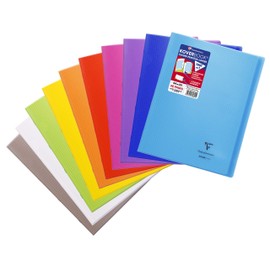 Clairefontaine 984601C Exercise Book / Exercise Book DIN A4+ 24 x 32 cm 24 Sheets 90 g Squared with Margin Transparent Polypropylene Cover Robust Stapled Assorted Colours Pack of 1