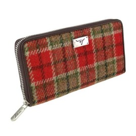 Glen Appin Harris Tweed Large Zip Purse LB2100 Staffa (Colour 141 Red/Green)