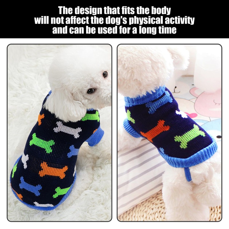 1Pc Knitted Sweater For Puppies, Bone Pattern Pullover Sweater, Soft