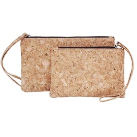Boshiho Vegan Cork Clutch Bag, Cork Purse Handbags Clutch 2 in 1 Environmentally Friendly Slim Wallet Pencil Pen Holder Bag