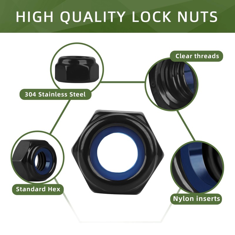 30 PCS 3/8-16 Nylon Insert Locknuts, Standard Inch Thread Self-Lock
