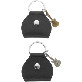 FUNOMOCYA 2Pcs Leather Guitar Plectrums Holder Portable Guitar Picks Case Bag Guitar Picks Holder Storage Black
