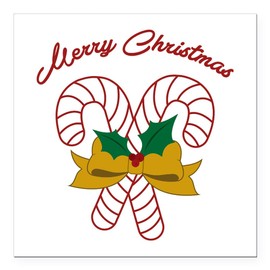 CafePress Merry Christmas Canes Square Car Magnet 3 X 3 Square Car Magnet, Magnetic Bumper Display
