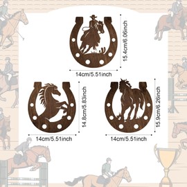 Junkin 3 Pcs Western Wall Decor Horseshoe Wood Wall Art Decor Cowboy Party Decorations Rustic Horse Shoes Decoration Hanging Western Decor Country Cowboy Decor for Home Bedroom Bathroom