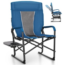 ALPHA CAMP Adjustable High Back Director Chair Heavy Duty Camping Chairs with Side Table Oversized Folding Chair Outdoor Chair Lawn Chair with Cup Holder for Lawn, Sports and Fishing,1PC