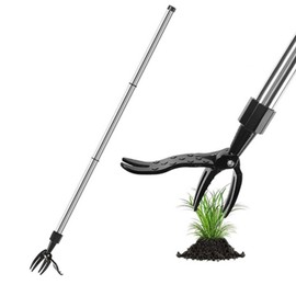 rflaueo 1pc Garden Weed Puller Root Removal Tools Movstriker Weed Remover Tool with Long Handle Dandelions Root Remover with Metal Weeding 4 Claws Head for Garden Lawn(U233-1)