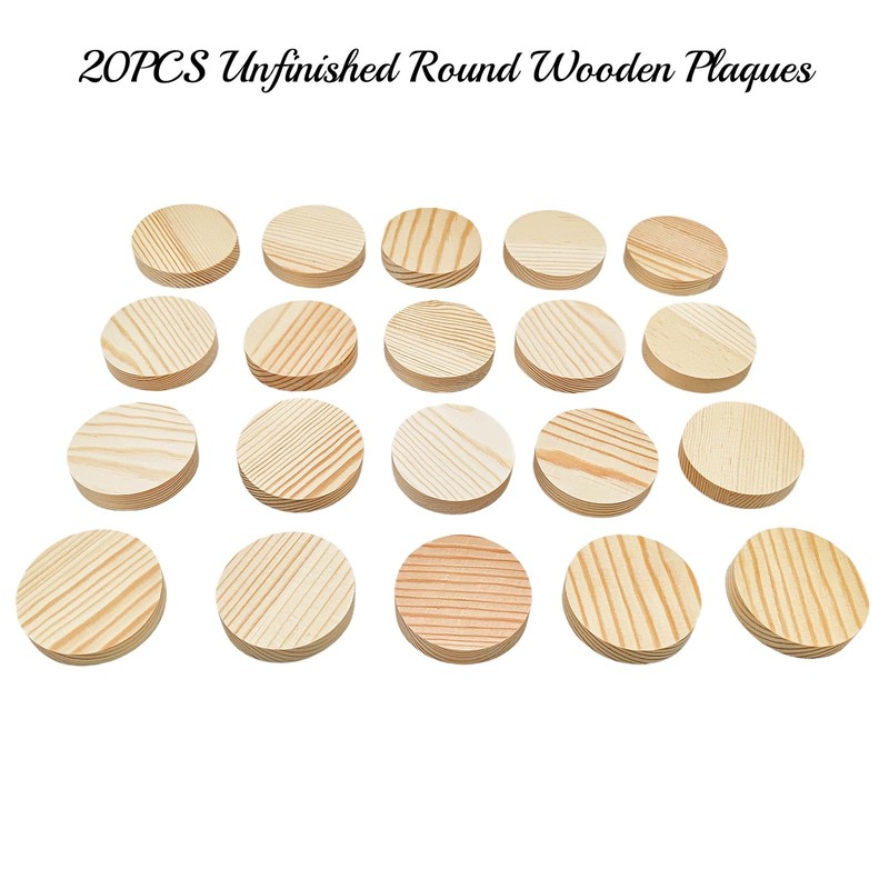 20PCS Pine Circle Plaque, 5x1cm Blank Unfinished Round Wooden Circles