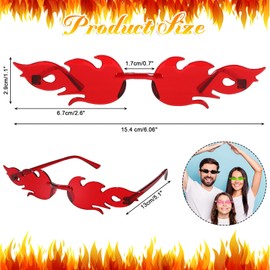 eBoot 48 Pairs Fire Flame Sunglasses Rimless Flame Glasses Bulk Novelty Sunglasses for Women Men Summer Party Beach