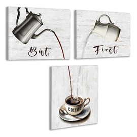 Decoración de pared con estampado de café enmarcado, arte clásico de café café para estudio, oficina, decoración de pared de cocina, juego de 3-8 x 10 pulgadas