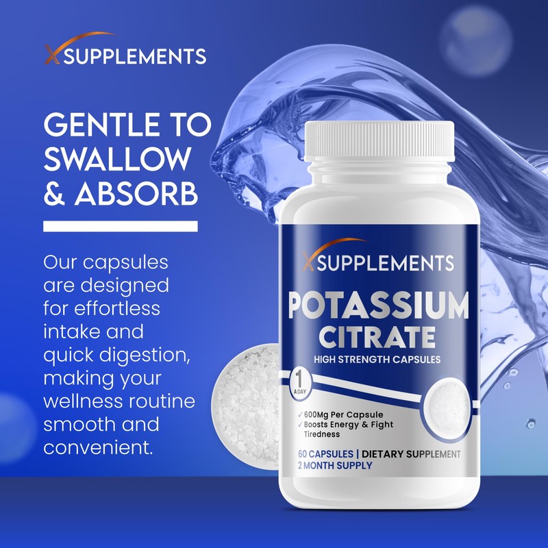 X Supplements Potassium Citrate Capsules | 600mg Per Serving |