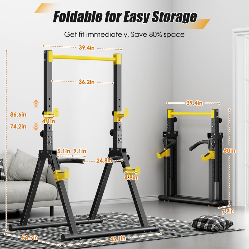 SogesPower Power Tower Pull Up Bar Station, Foldable Pull Up
