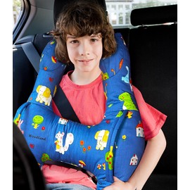 Taoxee Travel Neck Pillow for Children, Car Pillow Children, Children's Car Sleeping Pillow H Shaped, Ultra Soft, Washable Travel Pillow for Children with Handles for Car, Travel, Plane, Train (Blue)