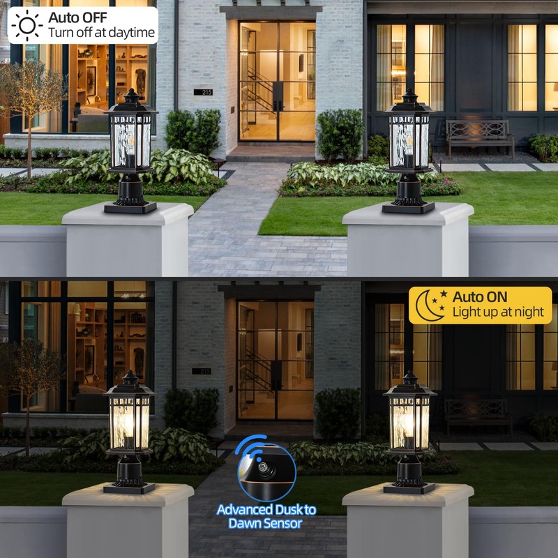 DASTOR 2 Pack Dusk to Dawn Outdoor Post Lights, Outdoor