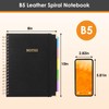 LABUK Leather Spiral 5 Subject Notebook with Removable Dividers Tabs,