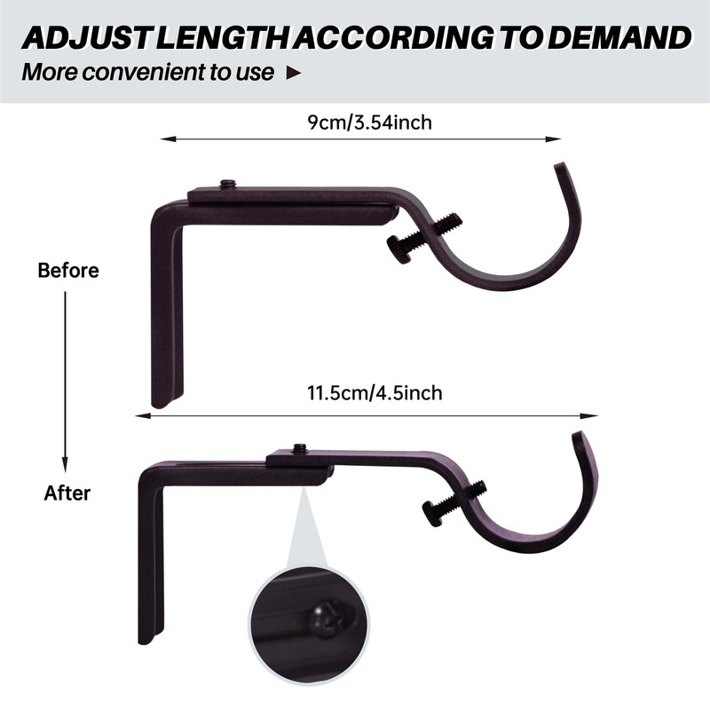 eletriace Curtain Rod Bracket Heavy Duty Adjustable Window Hardware Rod