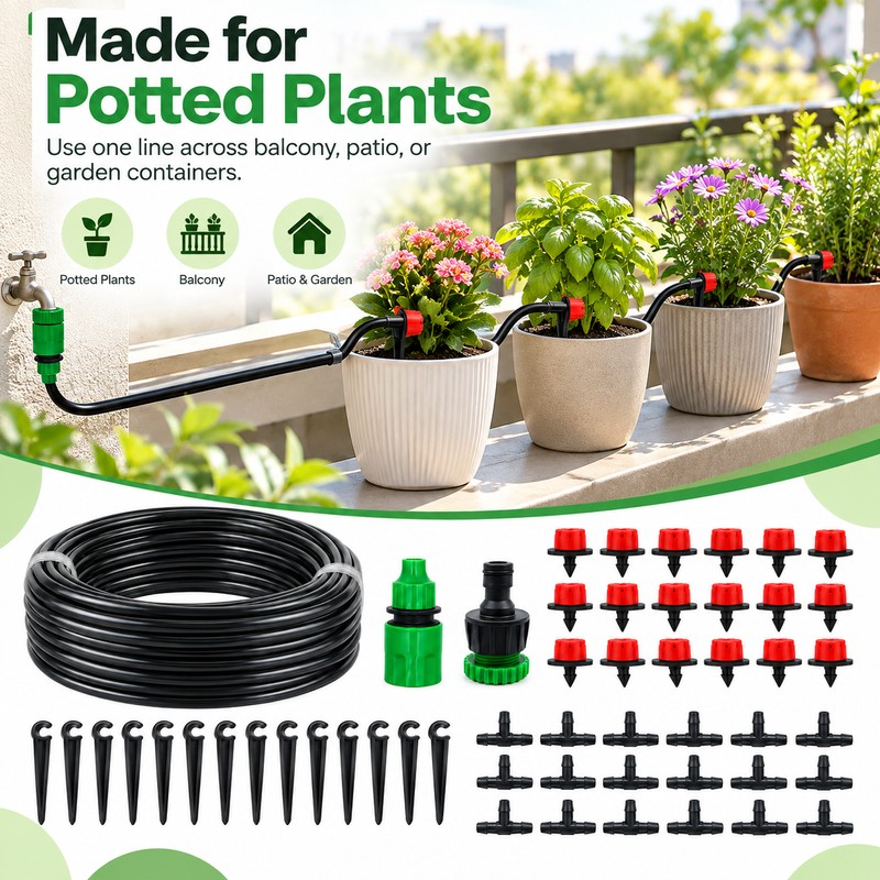 Drip Irrigation Kit for Garden & Greenhouse – 10M–30M Micro
