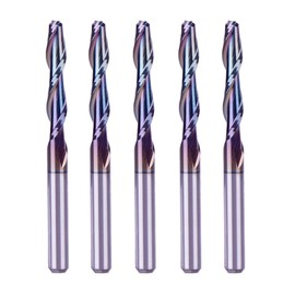 SpeTool 5PCS Spiral Upcut Router Bit 1/8 Inch Shank 3/4" Cutting Length , TAC Coated Extra Long Tool Life End Mill, Solid Carbide CNC Router Bit for Wood Carving Engraving