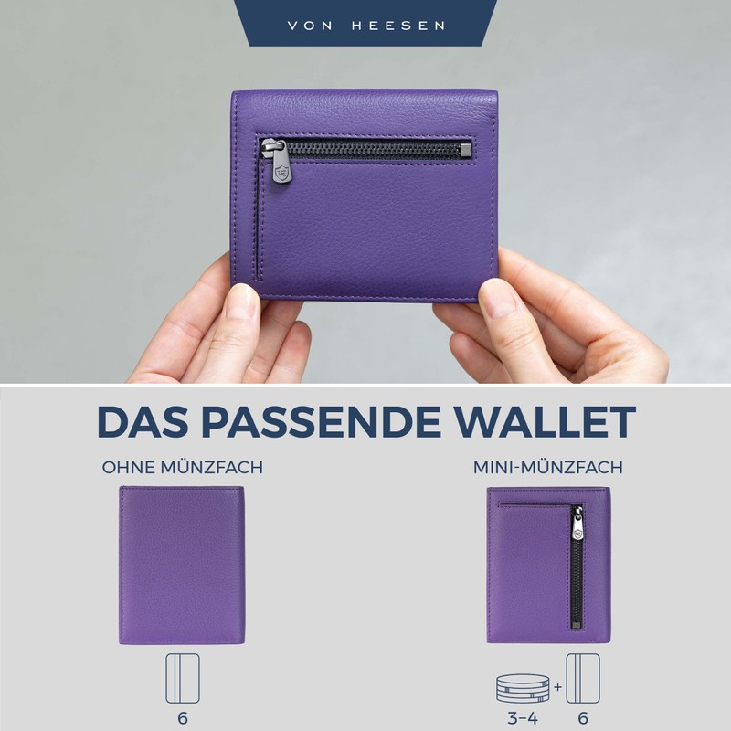 VON HEESEN® Wallets Men & Women, Violet, With coin compartment