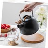 GRIRIW Ergonomic Handle Design Black Whistling Kettle for Heating Tea