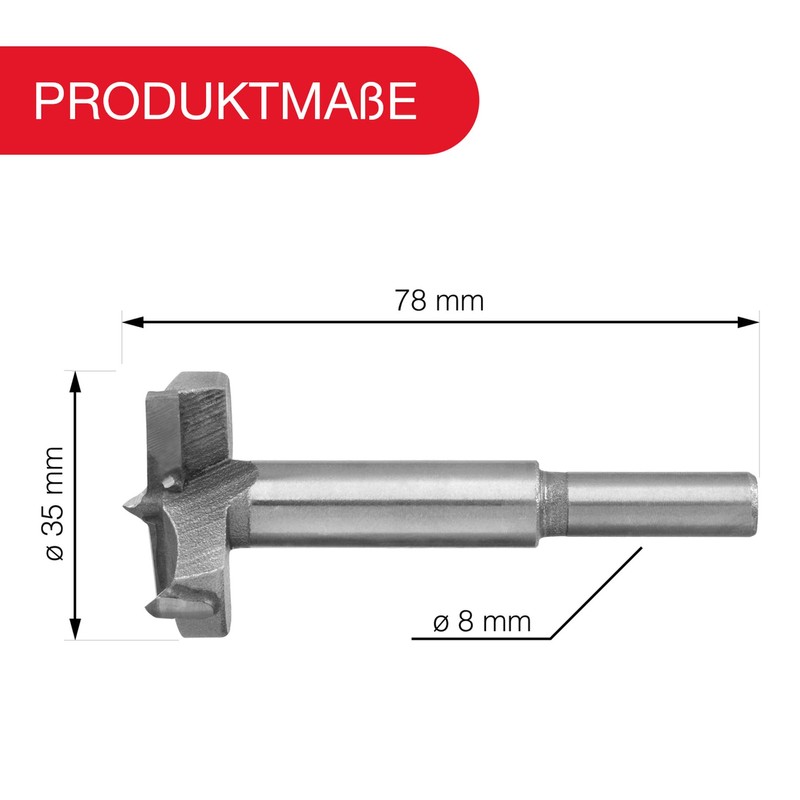 LouMaxx Forstner Drill Bit 35 mm - Hinge Hole Drill