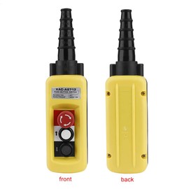 Controlador de grúa, interruptor de botón de elevación del polipasto, controlador colgante de elevación, botón pulsador del polipasto de cadena de la grúa, con parada de emergencia, seguro y confiable