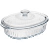 1.9 QT Oval Glass Casserole Dish with Lid and Handle,