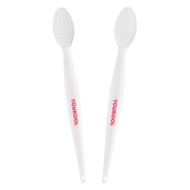 Lip Scrub Brush,Double-Sided Silicone Exfoliating Lip Brush Tool for Smoother and Fuller Lip Appearance,White,2pcs
