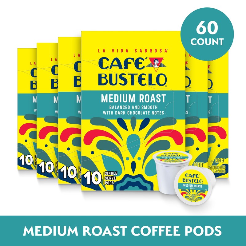 Café Bustelo Medium Roast, Single Serve Coffee Pods, 10 Count