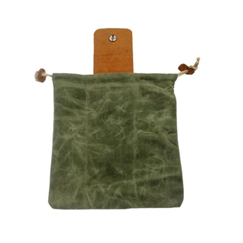 Leather and Canvas Bushcraft Bag Collapsible Waxed Canvas Foraging Pouch