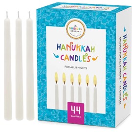 The Dreidel Company Menorah Candles Chanukah Candles 44 White Hanukkah Candles for All 8 Nights of Chanukah (Single)