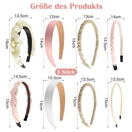 ZOCONE 8 Stück Haarreifen Damen Set, Perlen Haarreif, Stirnbänd Kunststoff Haarreif,Verschiedene Modische Modelle Stirnbänder für Damen Mädchen, Geflochtenes Breite Stirnbänder (B, Reguläre Größe)