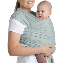 Anecoes Baby Wraps Carrier - Cute Kitten Pattern - Soft and Comfortable Baby Wearing Wrap Hands Free Design Infant Carrier for Newborn to Toddler 7-35 lbs
