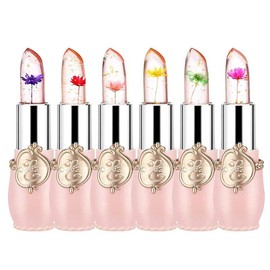 Flower Jelly Lipstick Set Temperature Change Moisturizer Long Lasting Nutritious Balm -12Pcs set for gift:_6pcs #1 pink 