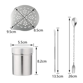 Csirnto Coffee Stencil 4pcs Coffee Stencils Coffee Decoration Stencils Barista Stencil Coffee Cappuccino Stencils with Cocoa Shaker Barista Pen Spiral Pattern Stirring Spoon Fork