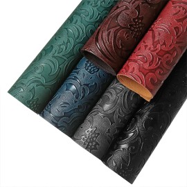 12 X 53 Inch Embossed Faux Leather Roll Vintage Flower Textured Synthetic Leather Fabric for DIY Sewing Crafts Jewlery MakingColor: 412143-14