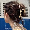 Formery Fishtail Hair Claws Gold Pearl Shell Hair Clips Rhinestone