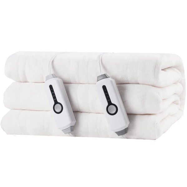 Electric Heated Blanket 84"x90" Queen Size, Soft Coral Fleece, Dual