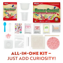 Playz Edible Candy Making Science Kit for Kids Ages 8-12 Years Old - Food Science Chemistry Kid Science Kit with 40 Experiments to Make Your Own Chocolates, Educational Science Kits for Boy & Girls