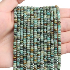 BONNY BOXX 150PCs Natural 2 * 4mm African Turquoise Rondelle Beads, Natural Abacus Disk Stone Beads Loose Spacer Gemstone Beads for DIY Bracelet Necklace Jewelry Making