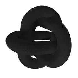 F Fityle Bohemian Knot Decor, Wooden Decoration Farmhouse, Wooden Chain Link Decoration, Wooden Table Top Knot Ornament, Chain Knot Decor for Tiered Tray, Farmhouse Shelf, Office, Black