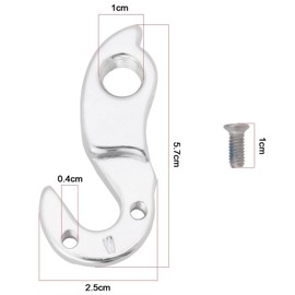Songholee 2 Set Bike Rear Derailleur Hanger 5.7x2.5cm Aluminum Alloy Mech Derailleur Hanger Hook Adapter Compatible with MTB Bicycle Accessories Silver