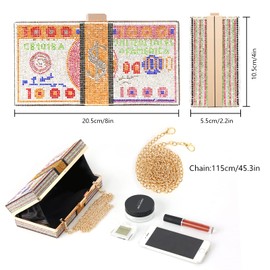 WJCD Money Clutch Purses Rhinestone Crossbody Purse Unique Evening Clutch Handbag Shoulder Bag Money Purses Crossbody Bag, Multicolour, Small